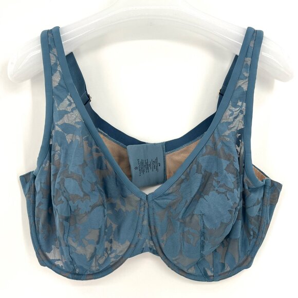 ThirdLove Unlined Foliage Perfect Coverage Bra Cornflower Blue with Nude 40F DDD - Picture 2 of 8